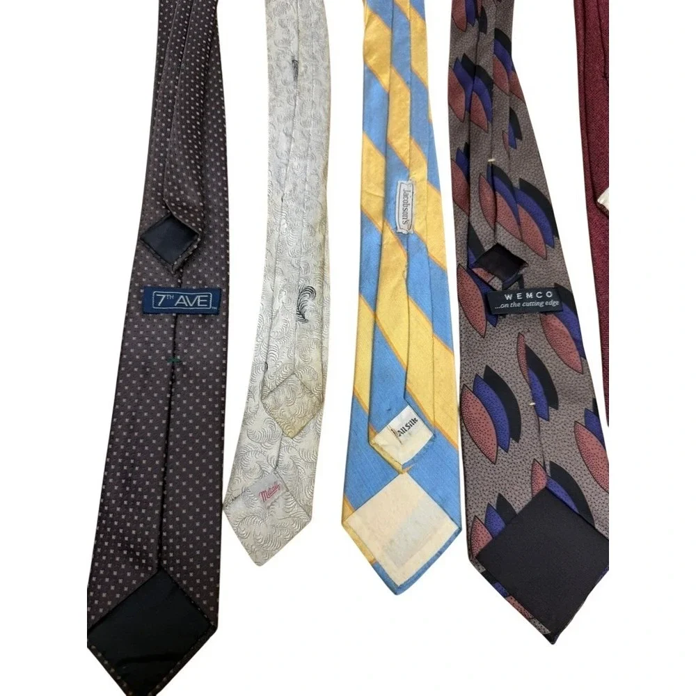 Vintage Mens Necktie Lot 12pc Retro Geometric Novelty Striped  FLAWS FINAL SALE!